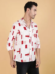 Kotty Men Relaxed Spread Collar Graphic Printed Cotton Casual Shirt