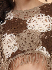 Kotty Self Design Round Neck Cotton Top