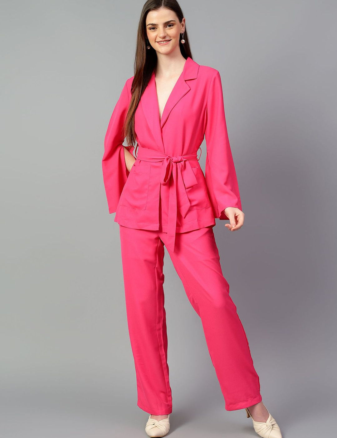 Kotty Pink Tie-Up Blazer & Trousers