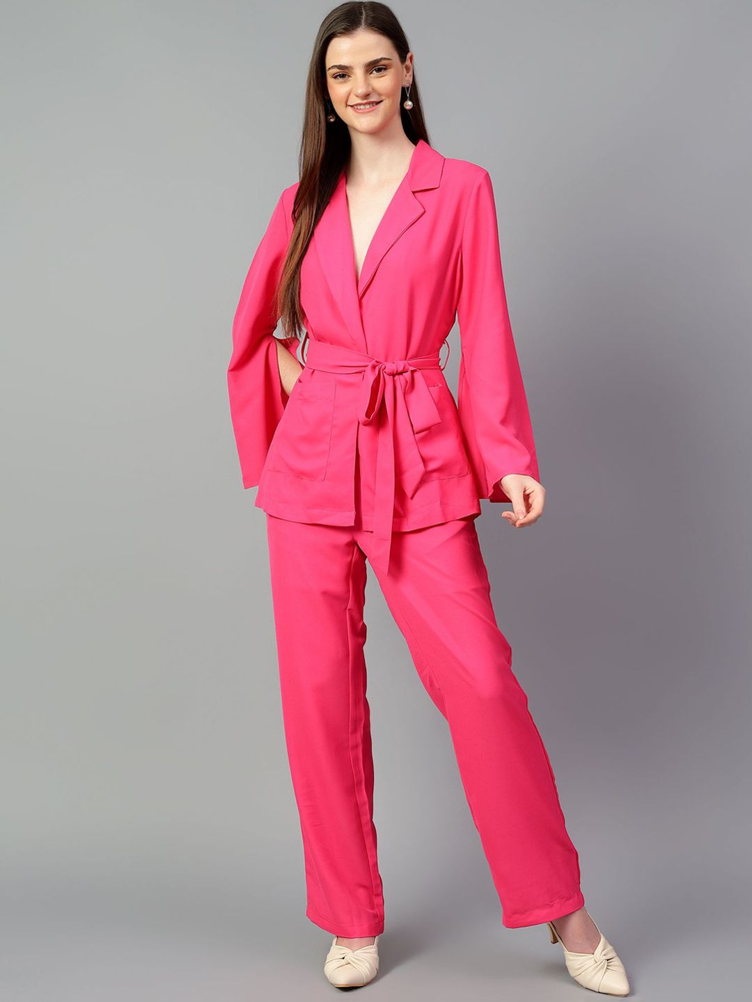 Kotty Pink Tie-Up Blazer & Trousers