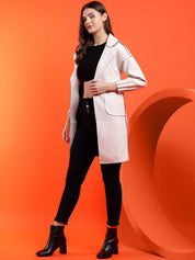 Kotty Notched Lapel Collar Long Sleeves Longline Overcoat