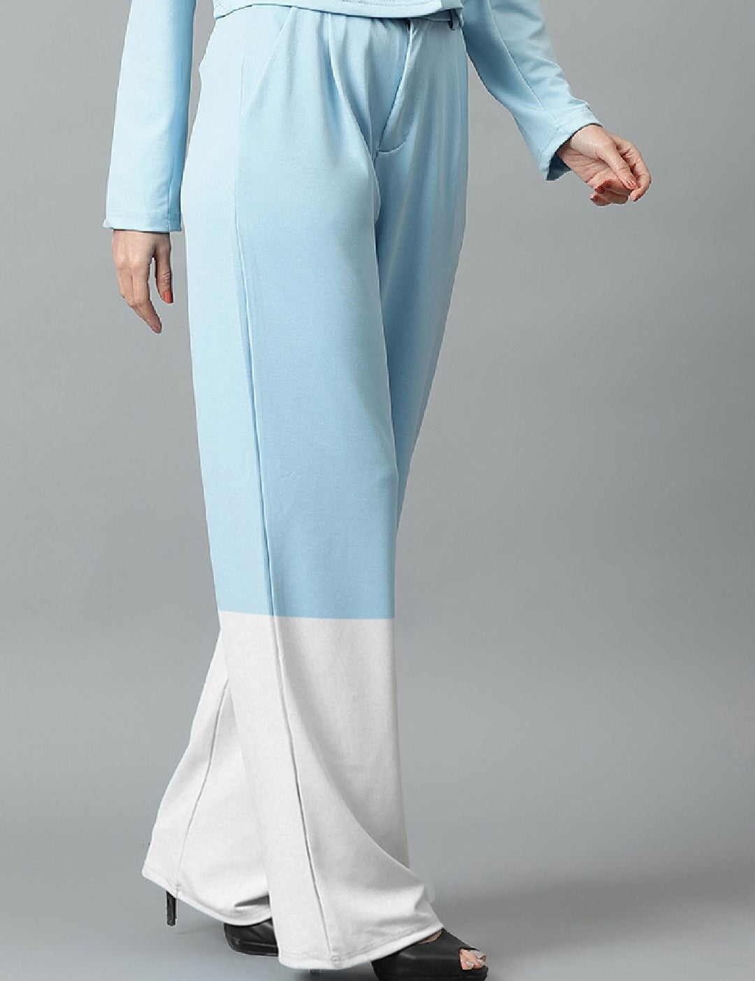 Kotty Women Colourblocked High-Rise Easy Wash Trousers