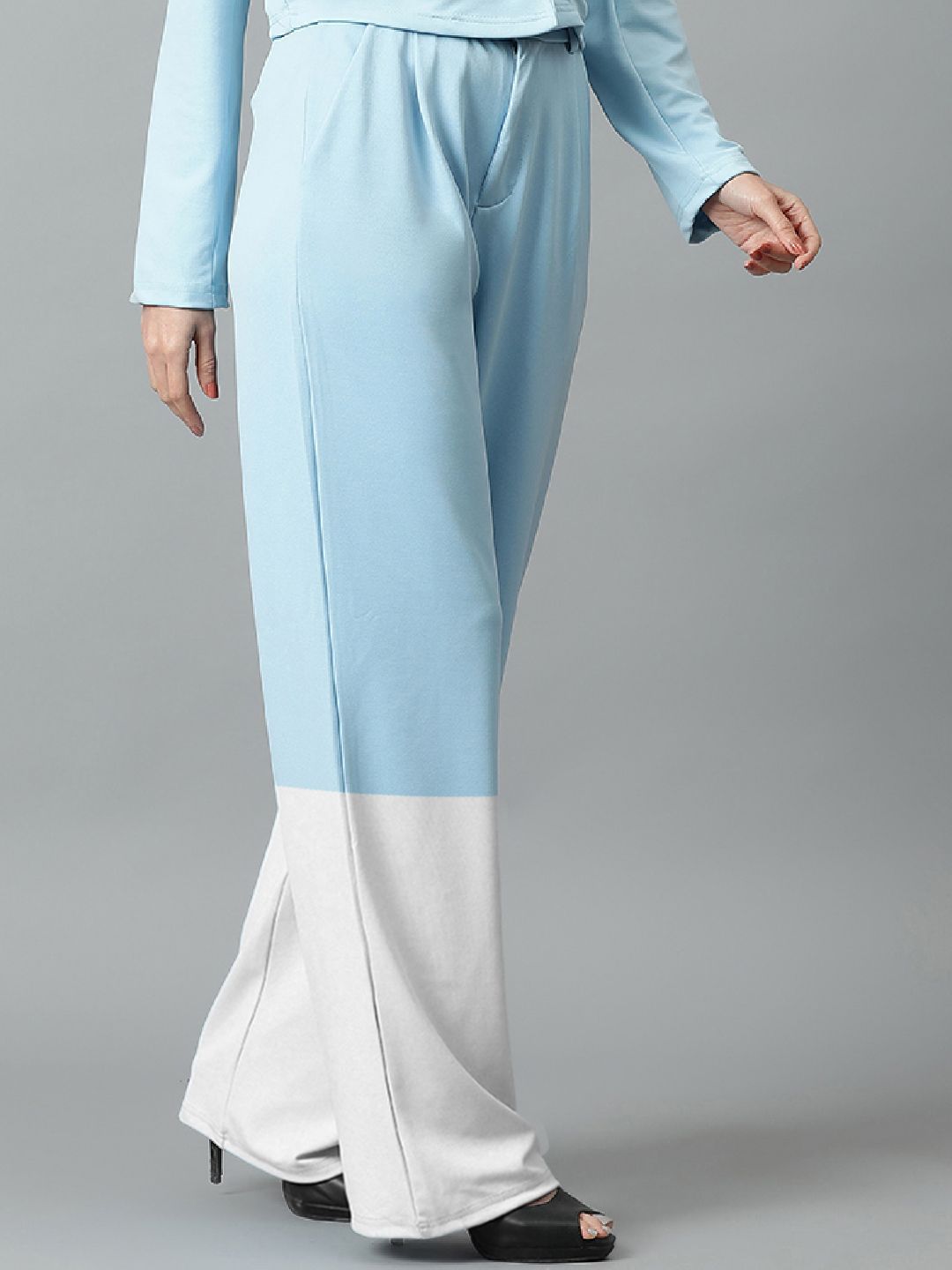 Kotty Women Colourblocked High-Rise Easy Wash Trousers