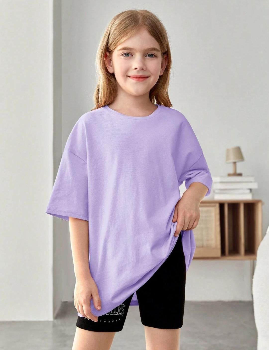 Kotty Girls Graphic Printed Round Neck Cotton Oversized T-shirt