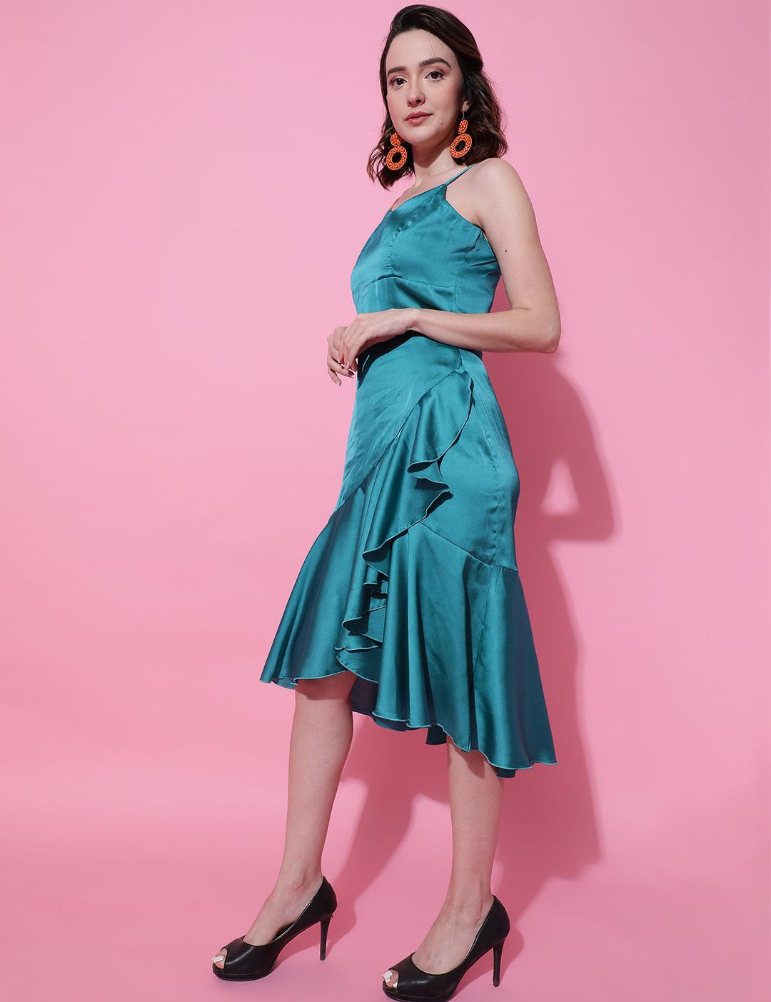 Kotty Women Solid A-Line Midi Dress