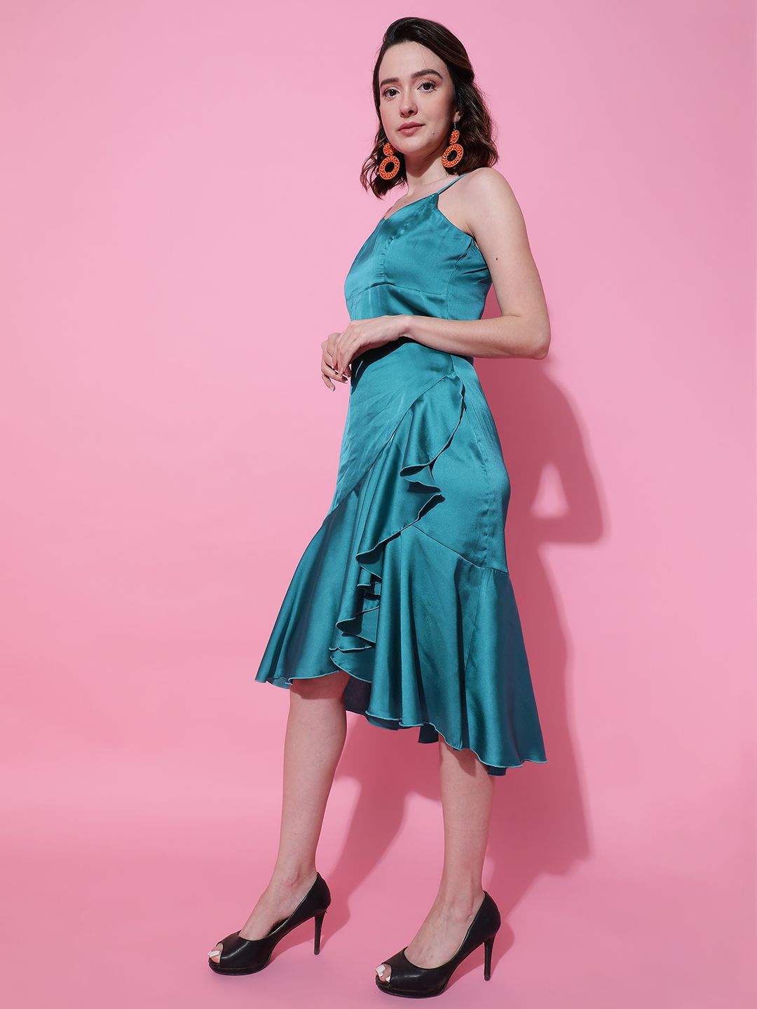 Kotty Women Solid A-Line Midi Dress