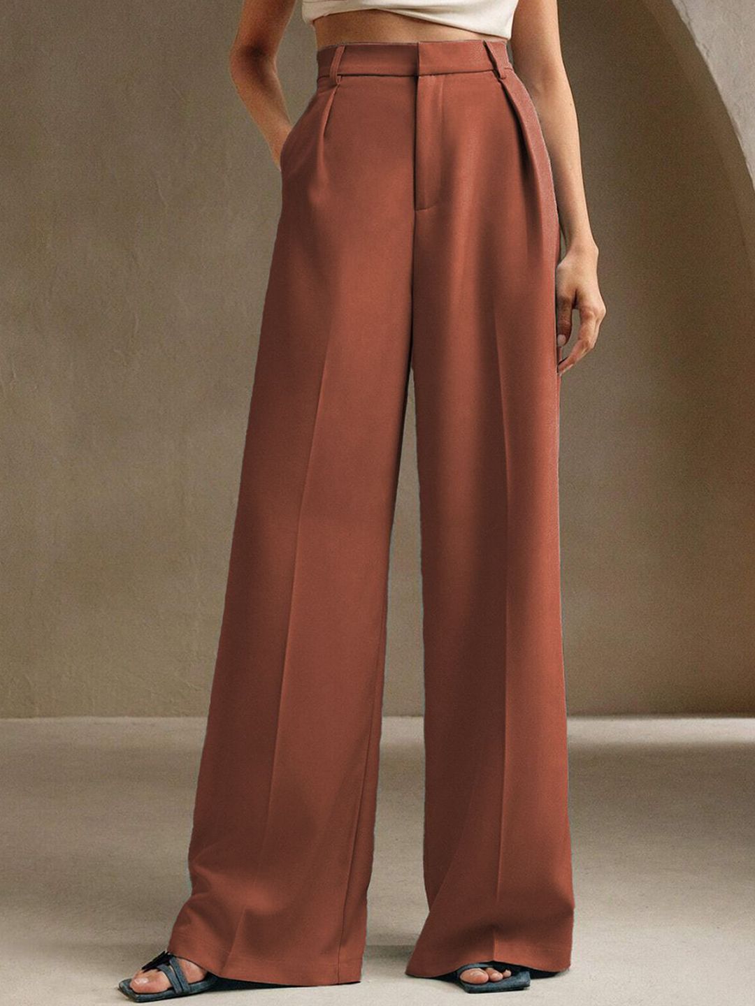 Kotty Women Flared High-Rise Pleated Trouser