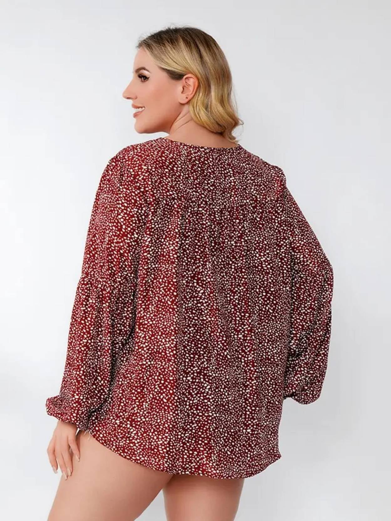KOTTY Casual Balloon Sleeve Printed Women Maroon, White Top
