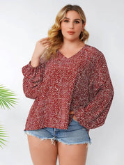 KOTTY Casual Balloon Sleeve Printed Women Maroon, White Top