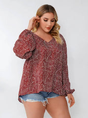 KOTTY Casual Balloon Sleeve Printed Women Maroon, White Top