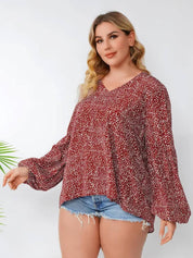 KOTTY Casual Balloon Sleeve Printed Women Maroon, White Top