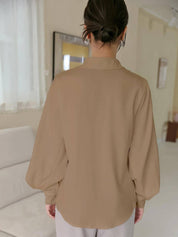 KOTTY  Casual Balloon Sleeve Solid Women Beige Top