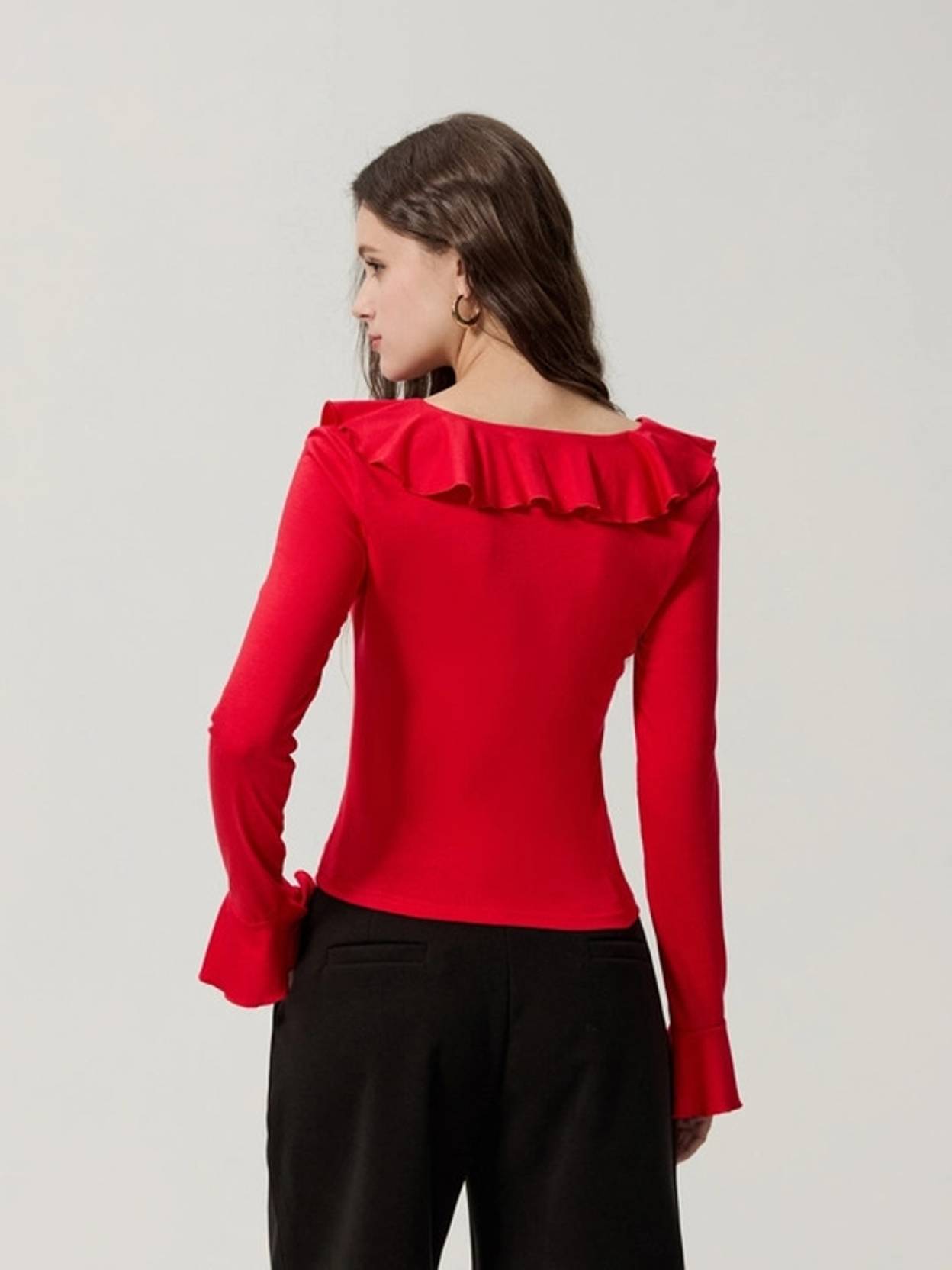KOTTY  Casual Bell Sleeves Solid Women Red Top