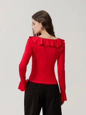 KOTTY  Casual Bell Sleeves Solid Women Red Top