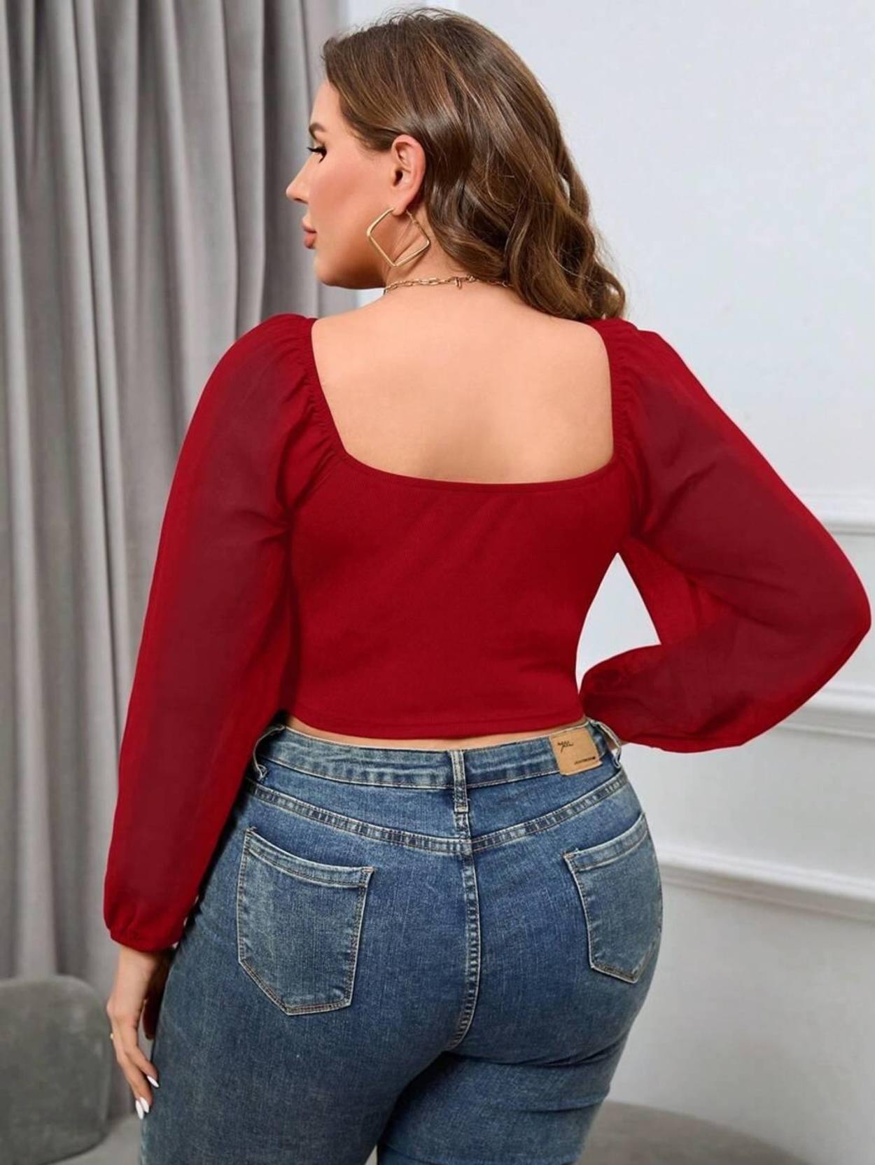 KOTTY Casual Bishop Sleeve Solid Women Red Top