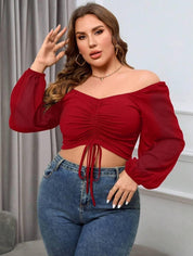 KOTTY Casual Bishop Sleeve Solid Women Red Top