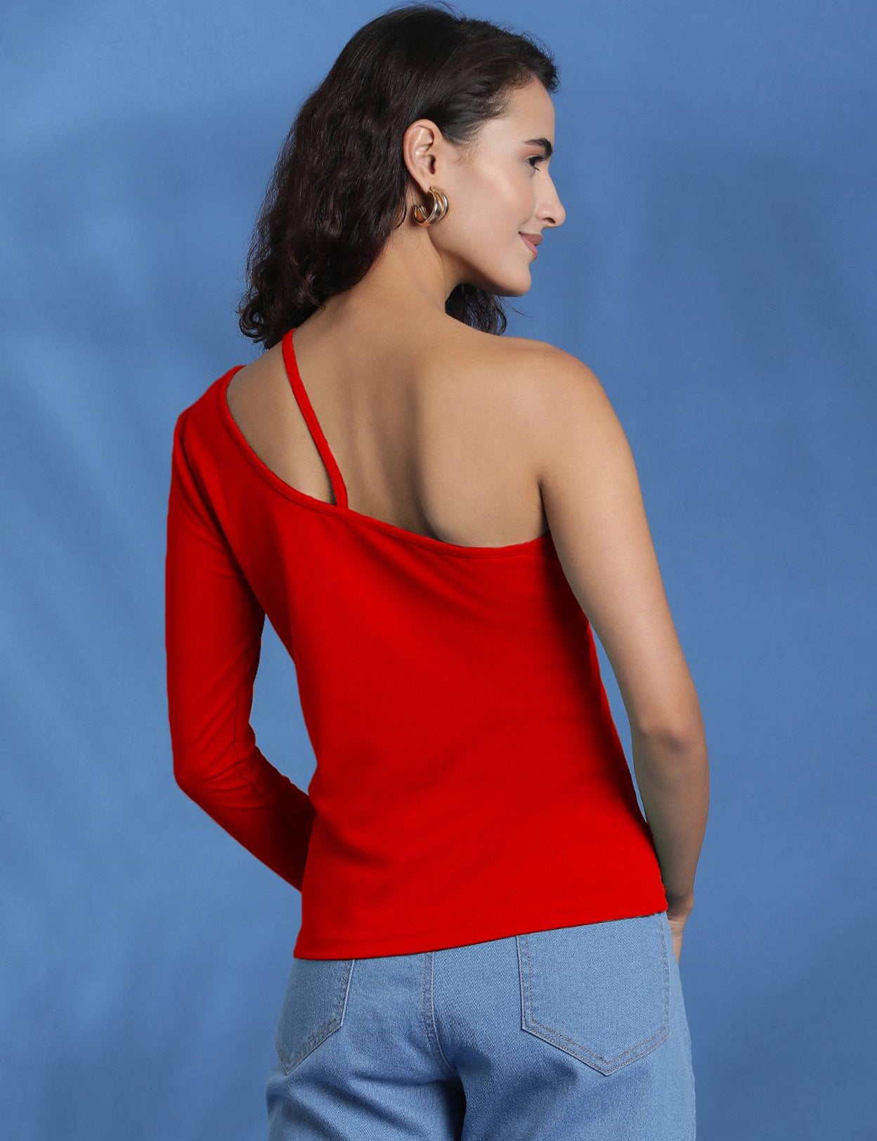 CasualOneShoulderSleevesSolidWomenRedTop-1_jpg.jpg