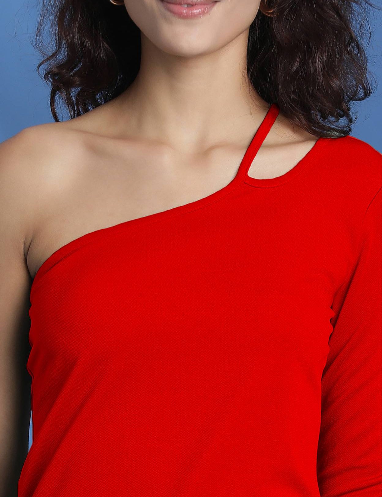 CasualOneShoulderSleevesSolidWomenRedTop-2_jpg.jpg