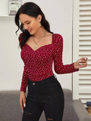 KOTTY  Casual Puff Sleeves Printed Women Maroon Top