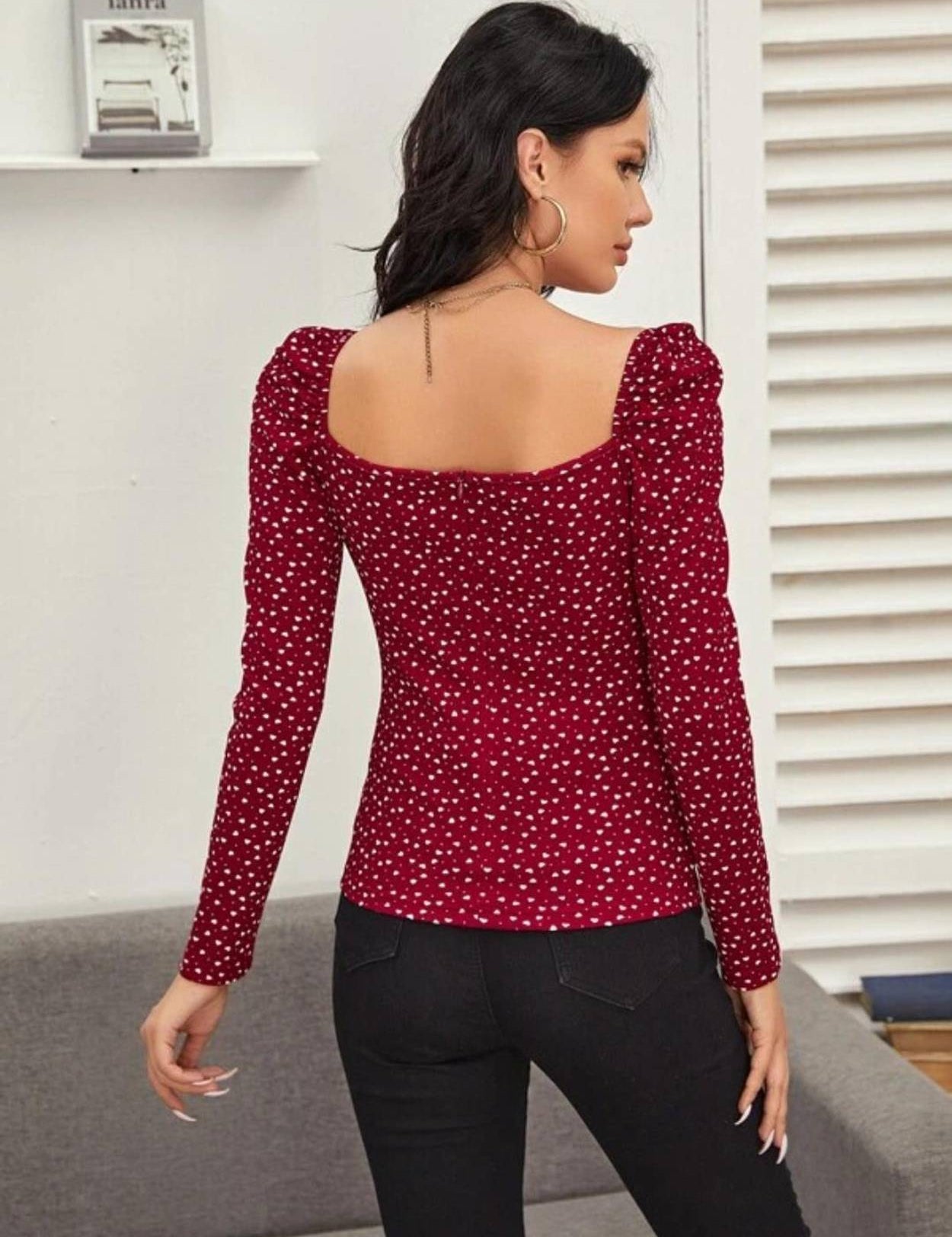 CasualPuffSleevesPrintedWomenMaroonTop-1_jpg.jpg