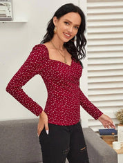 KOTTY  Casual Puff Sleeves Printed Women Maroon Top