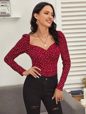KOTTY  Casual Puff Sleeves Printed Women Maroon Top