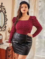 KOTTY Casual Puff Sleeves Printed Women Maroon, White Top