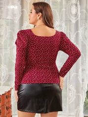 KOTTY Casual Puff Sleeves Printed Women Maroon, White Top
