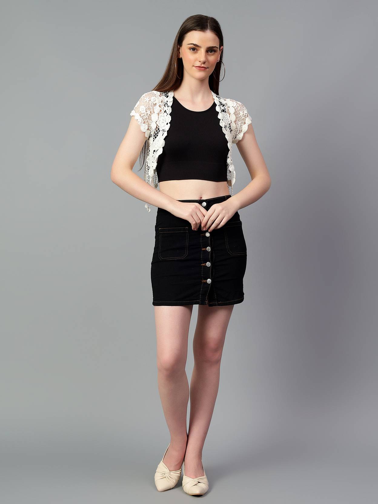 KOTTY Casual Regular Sleeves Embellished Women White Top