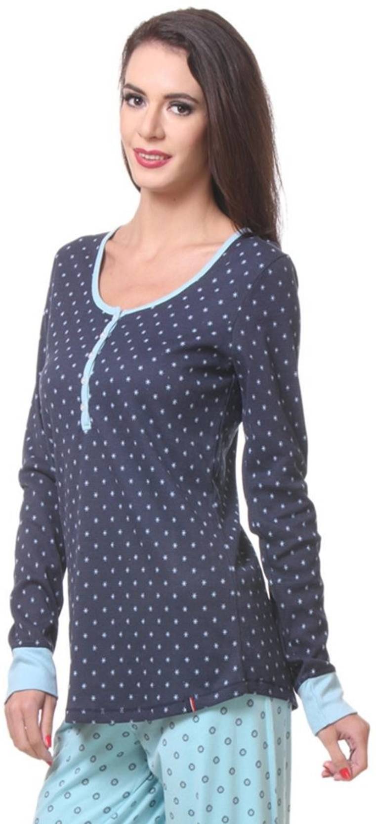 KOTTY  Casual Regular Sleeves Printed Women Blue Top