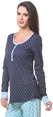 KOTTY  Casual Regular Sleeves Printed Women Blue Top