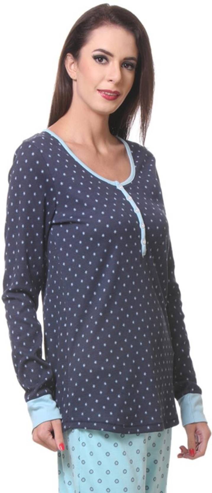 KOTTY  Casual Regular Sleeves Printed Women Blue Top