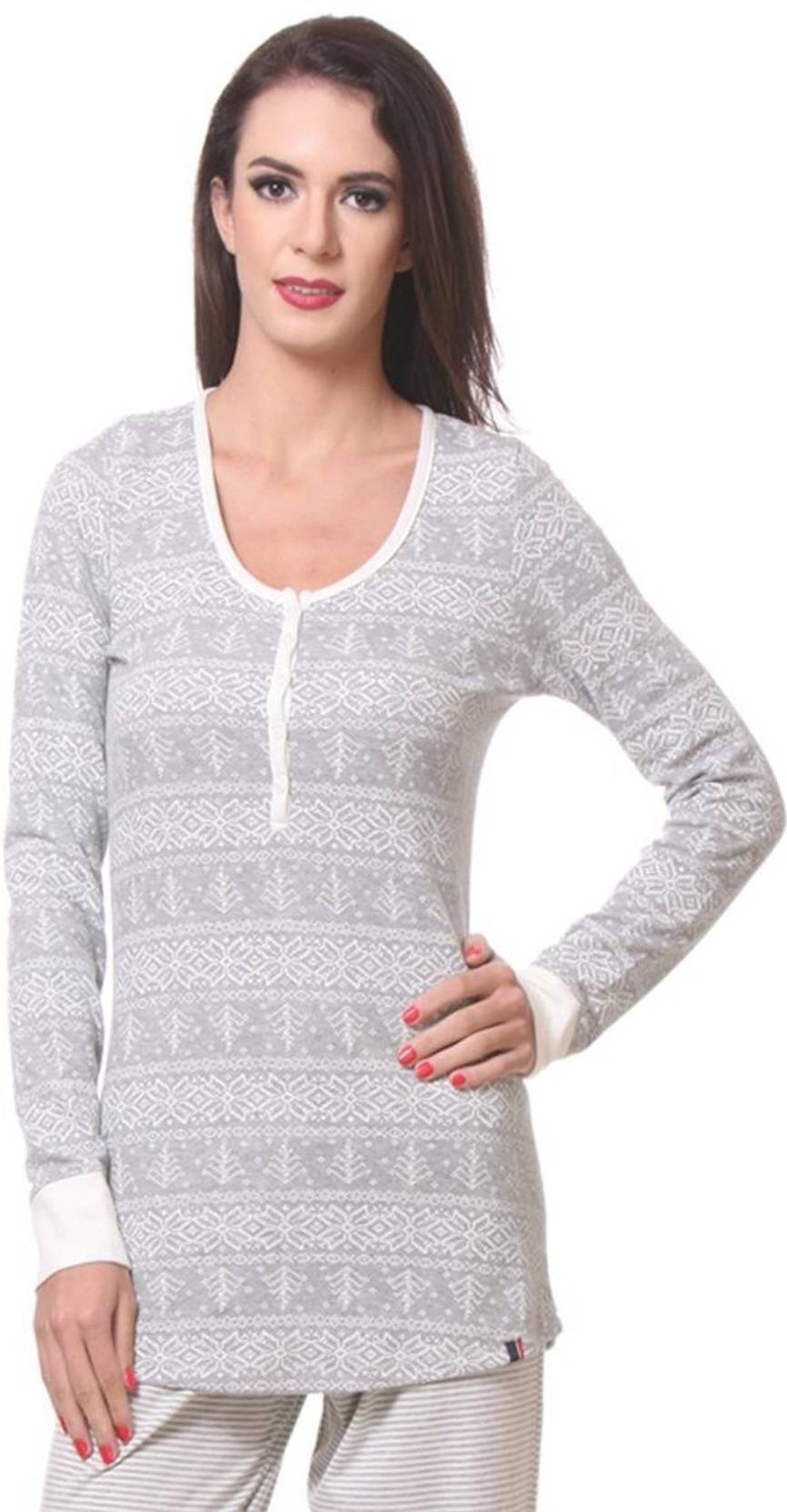 KOTTY  Casual Regular Sleeves Printed Women Grey Top