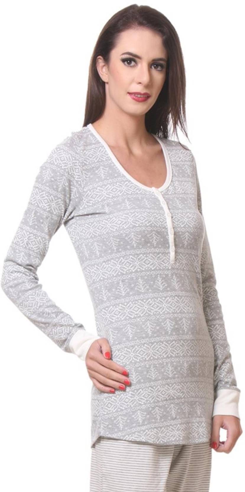 KOTTY  Casual Regular Sleeves Printed Women Grey Top