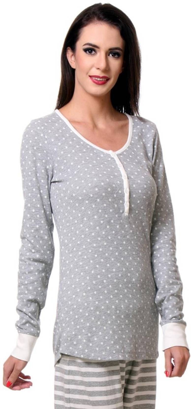 KOTTY  Casual Regular Sleeves Printed Women Grey Top