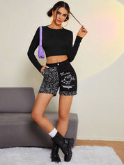 KOTTY Casual Regular Sleeves Solid Women Black Top