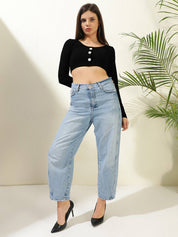 KOTTY Casual Regular Sleeves Solid Women Black Top