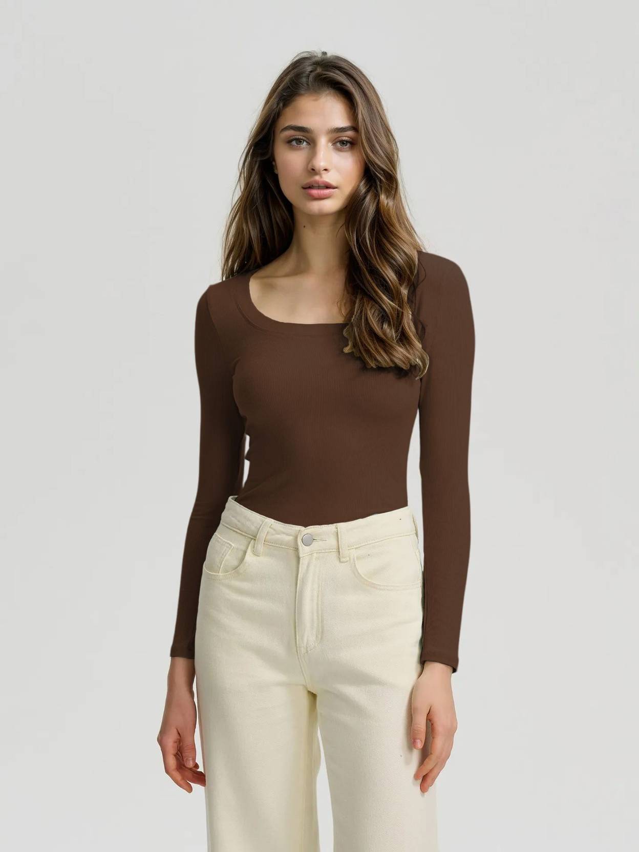 KOTTY  Casual Regular Sleeves Solid Women Brown Top