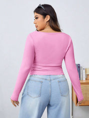 KOTTY Casual Regular Sleeves Solid Women Pink Top