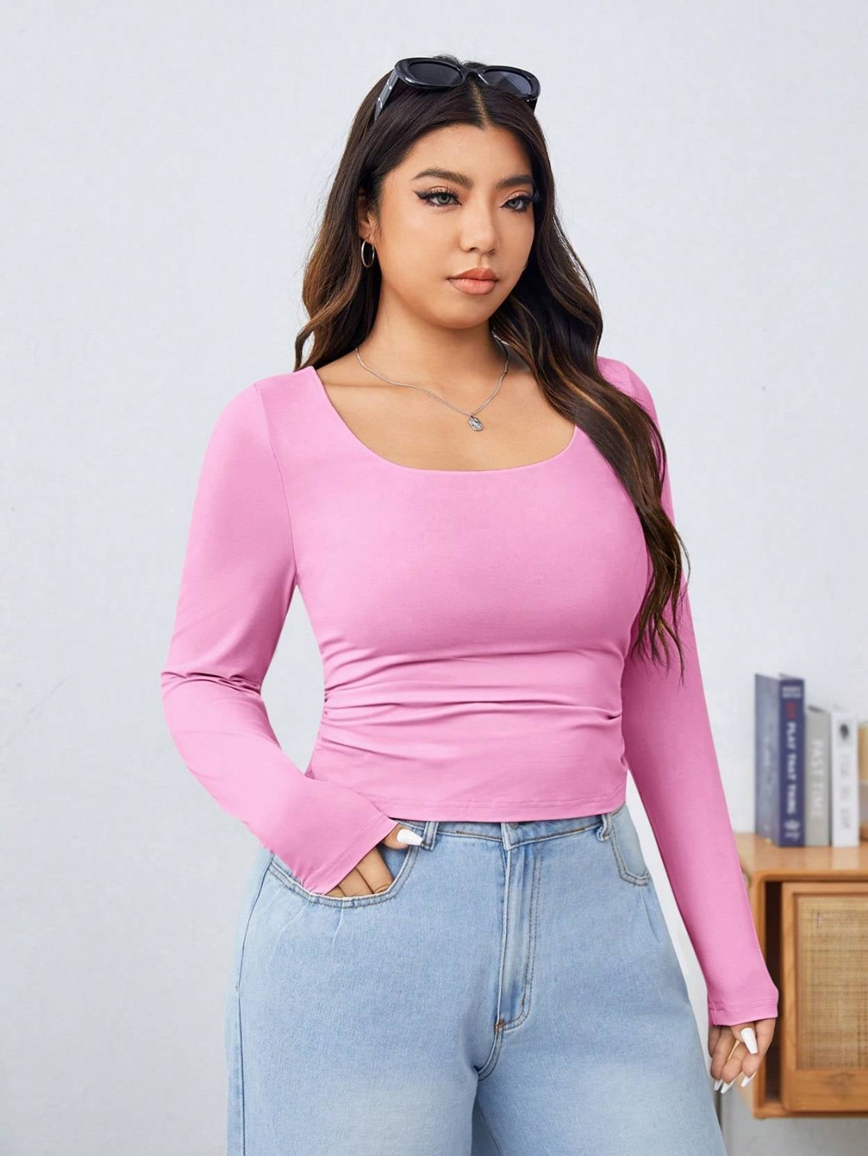 KOTTY Casual Regular Sleeves Solid Women Pink Top