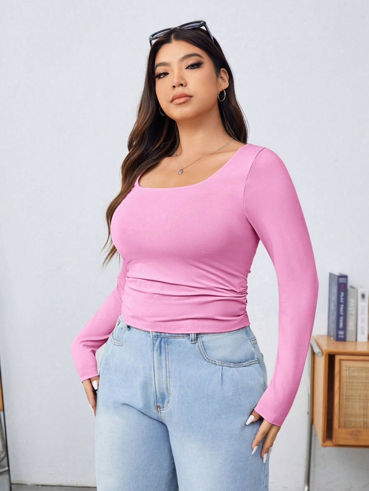 KOTTY Casual Regular Sleeves Solid Women Pink Top