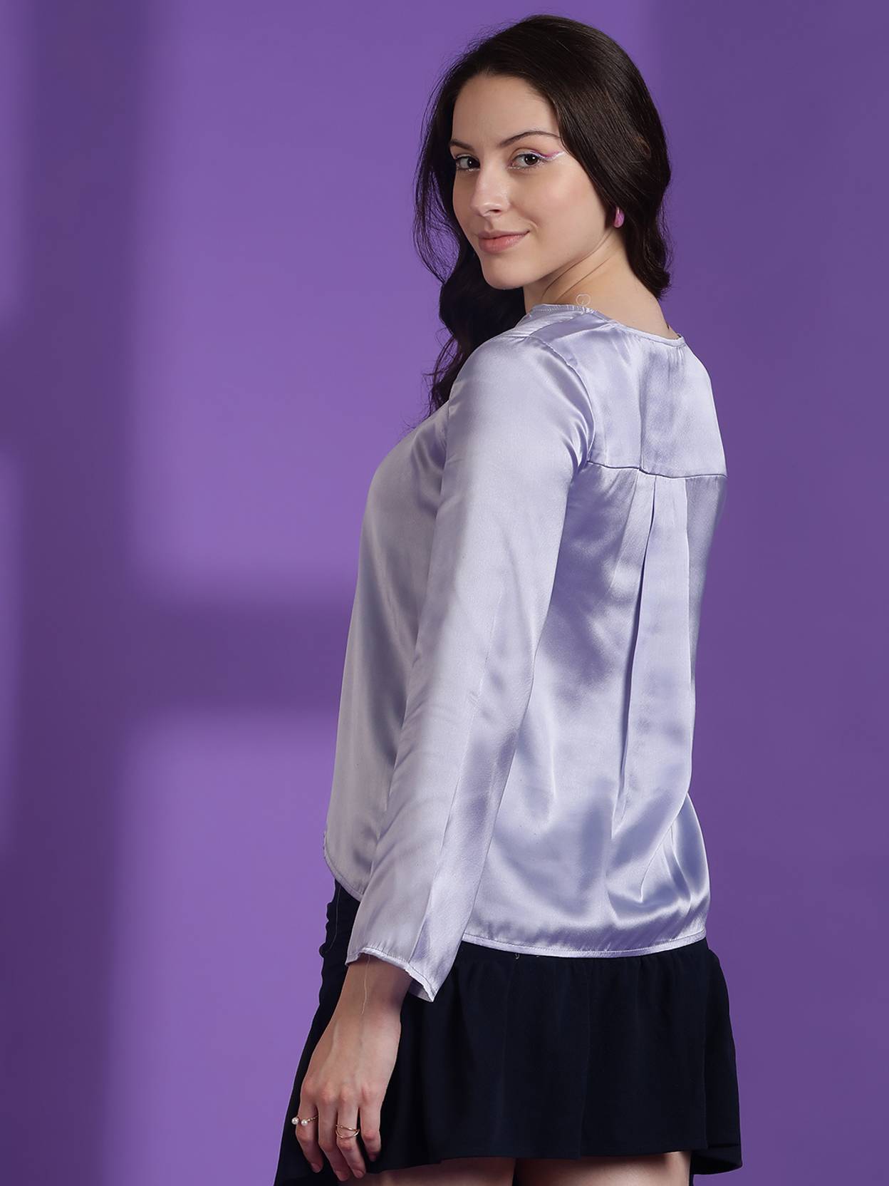 KOTTY Casual Regular Sleeves Solid Women Purple Top