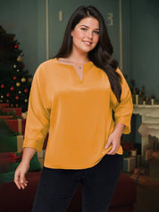 Curvy CLOSET  Casual Regular Sleeves Solid Women Yellow Top
