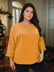 Curvy CLOSET  Casual Regular Sleeves Solid Women Yellow Top