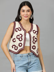 KOTTY Casual Sleeveless Embellished Women Multicolor Top