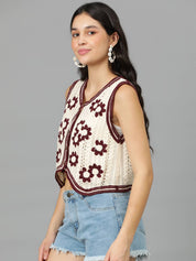 KOTTY Casual Sleeveless Embellished Women Multicolor Top
