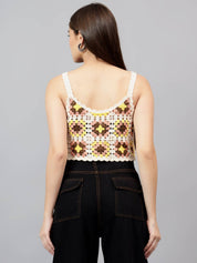 KOTTY Casual Sleeveless Embroidered Women Multicolor Top