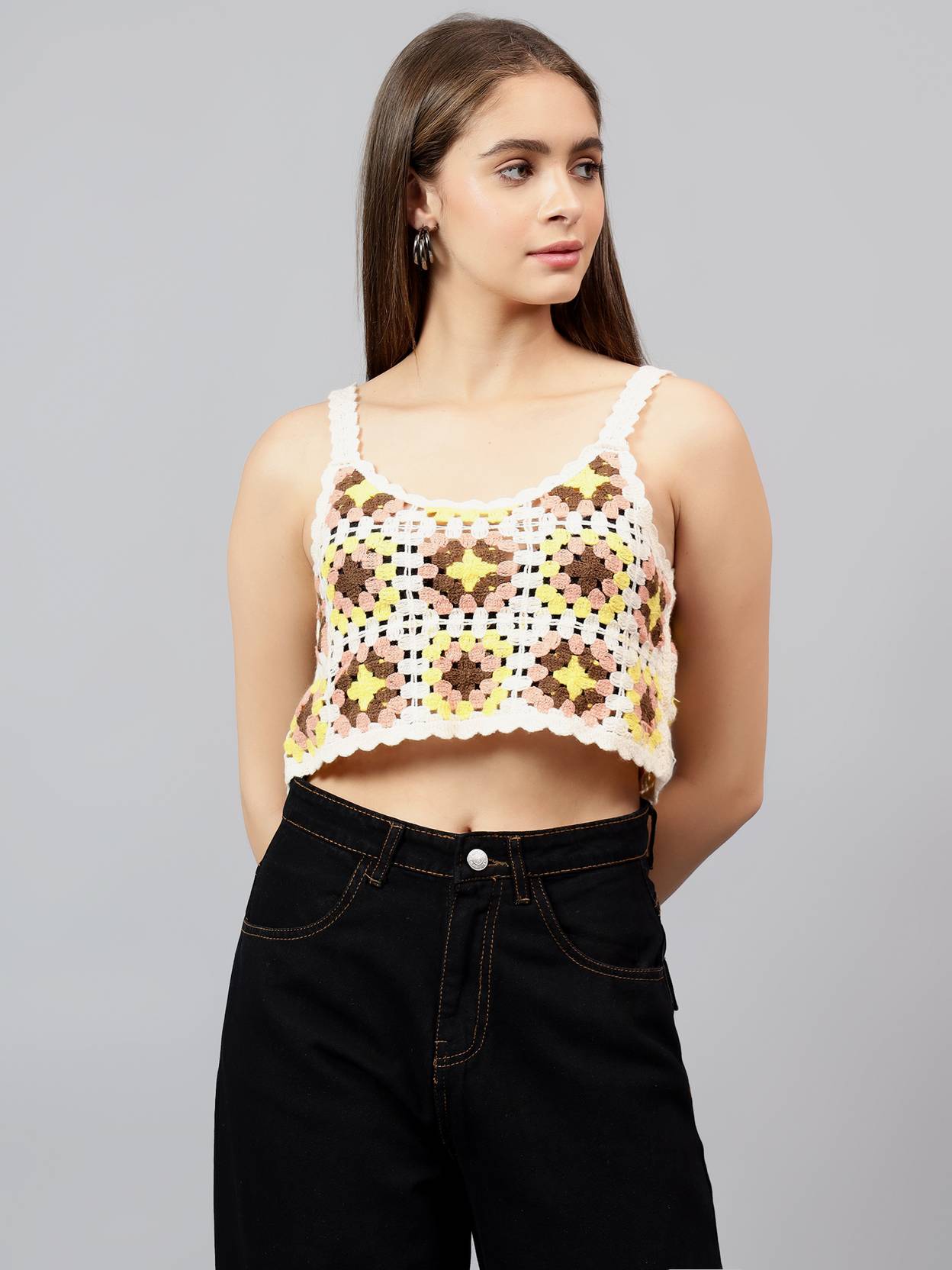 KOTTY Casual Sleeveless Embroidered Women Multicolor Top