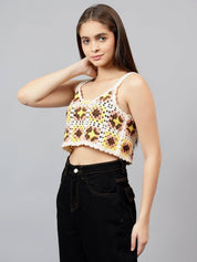 KOTTY Casual Sleeveless Embroidered Women Multicolor Top