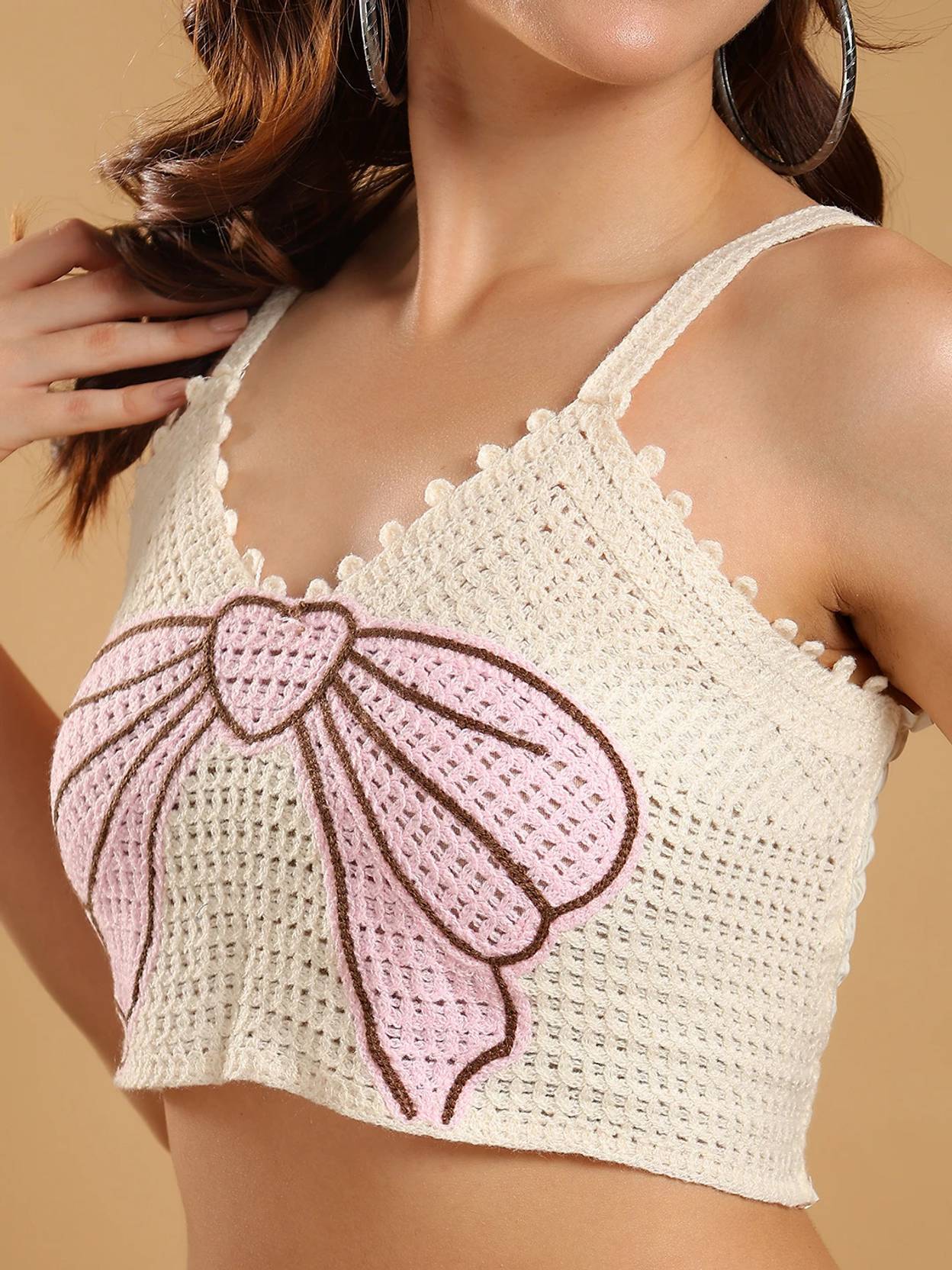 KOTTY Casual Sleeveless Graphic Print Women Beige Top